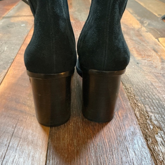 Frye Amy Black Suede Peep Toe Lace-Up Booties Size 8.5 - Picture 8 of 14